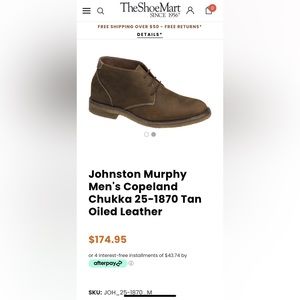 Johnston & Murphy Men's Copeland Chukka 25-1870 Tan Oiled Leather